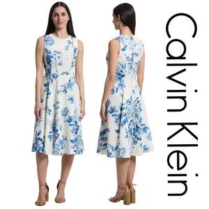 NEW Calvin Klein Size 12 Dress Women's Sleeveless Floral Fit and Flare A-Line